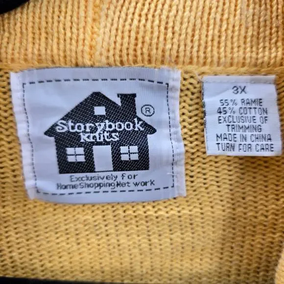 Storybook Knits Yellow Tassel Western Vintage Rhinestone Cotton Coat Jacket 3X - Picture 8 of 9